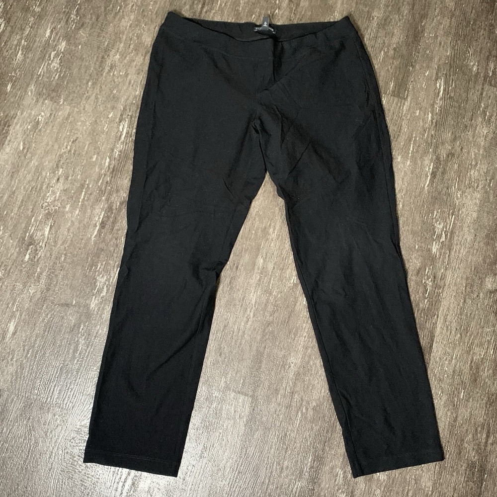 Eileen‎ Fisher Pants Womens M Black Viscose Stretch Straight Leg Pull On